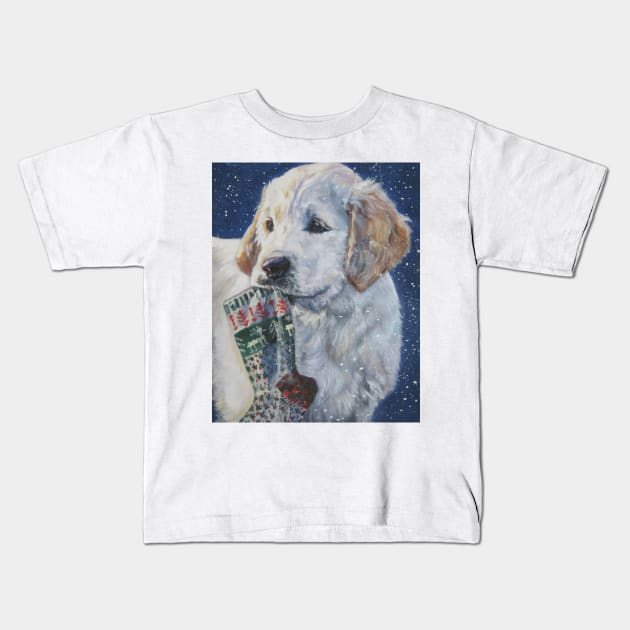 Golden Retriever Christmas Fine Art Painting Kids T-Shirt by LASHEPARD